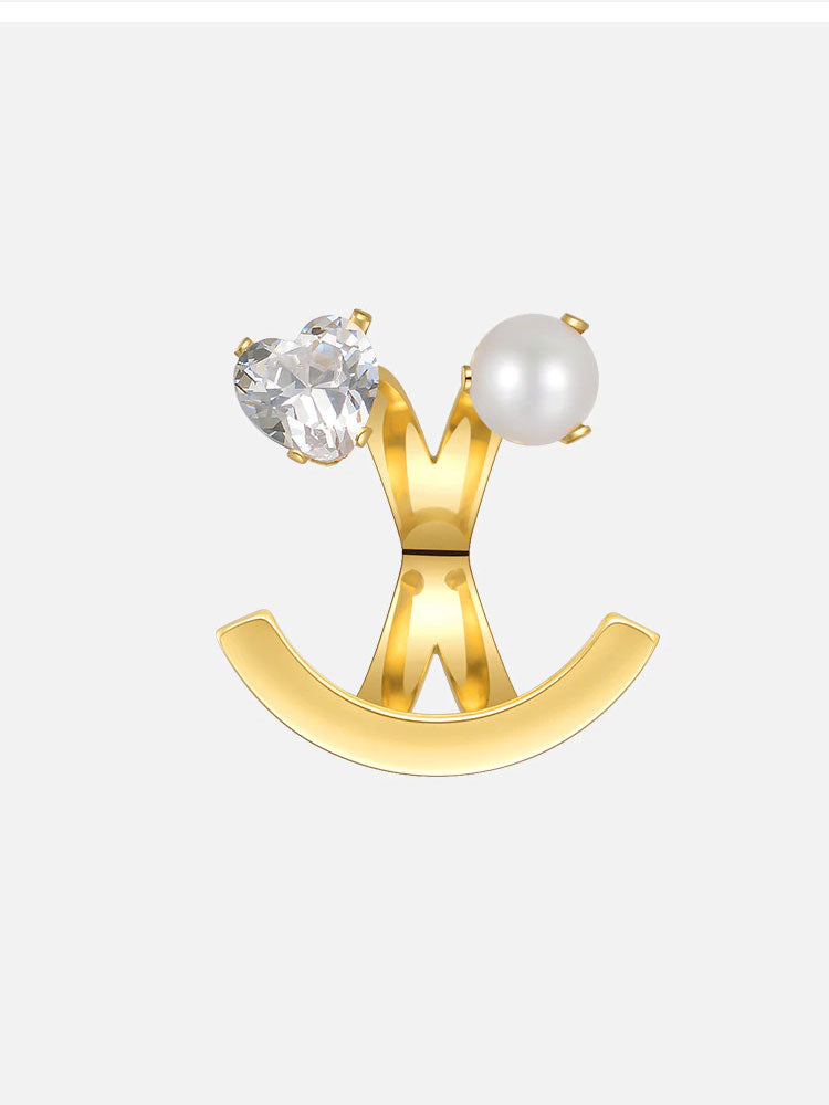 WHO'S SMILING NOW CRYSTAL PEARL RING